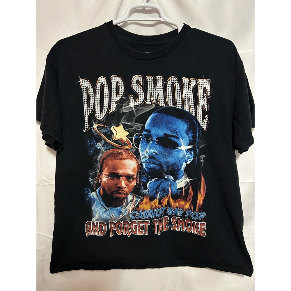 Pop Smoke Graphic T-Shirt‎ Mens 1X Black Rap Tee Cannot Say Pop Forget The Smoke